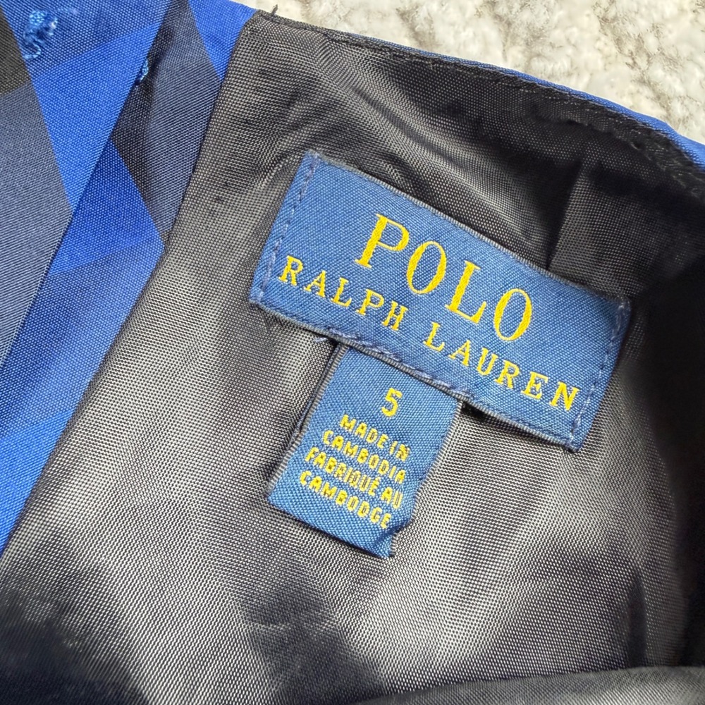 Polo Ralph Lauren Plaid Dress Girls 5 Blue Black Tartan Fit Flare Party Preppy - Picture 9 of 12
